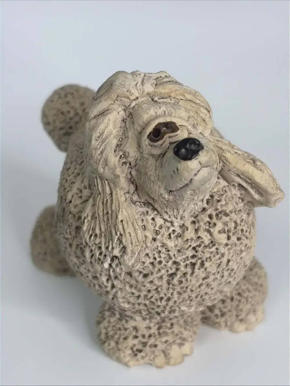 Whimsical Tan Poodle Dog Vintage Art Pottery 3.5” United Design